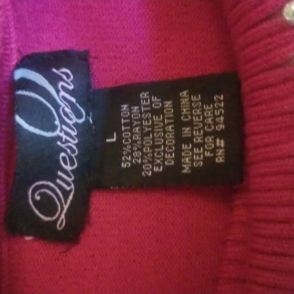 Questians Sweater Raspberry Size Large - image 5